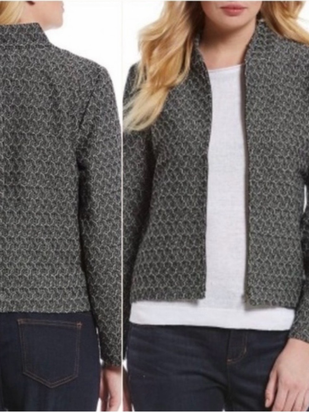 Eileen Fisher Rosette Jacquard Jacket Lightweight Size M - Picture 4 of 13